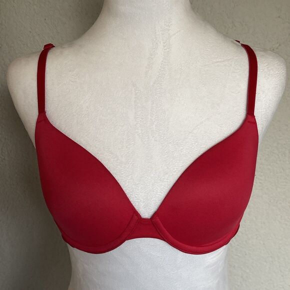PINK Victoria's Secret Smooth Red Pepper 32C Wear Everywhere Push Up Bra VS - Picture 1 of 7